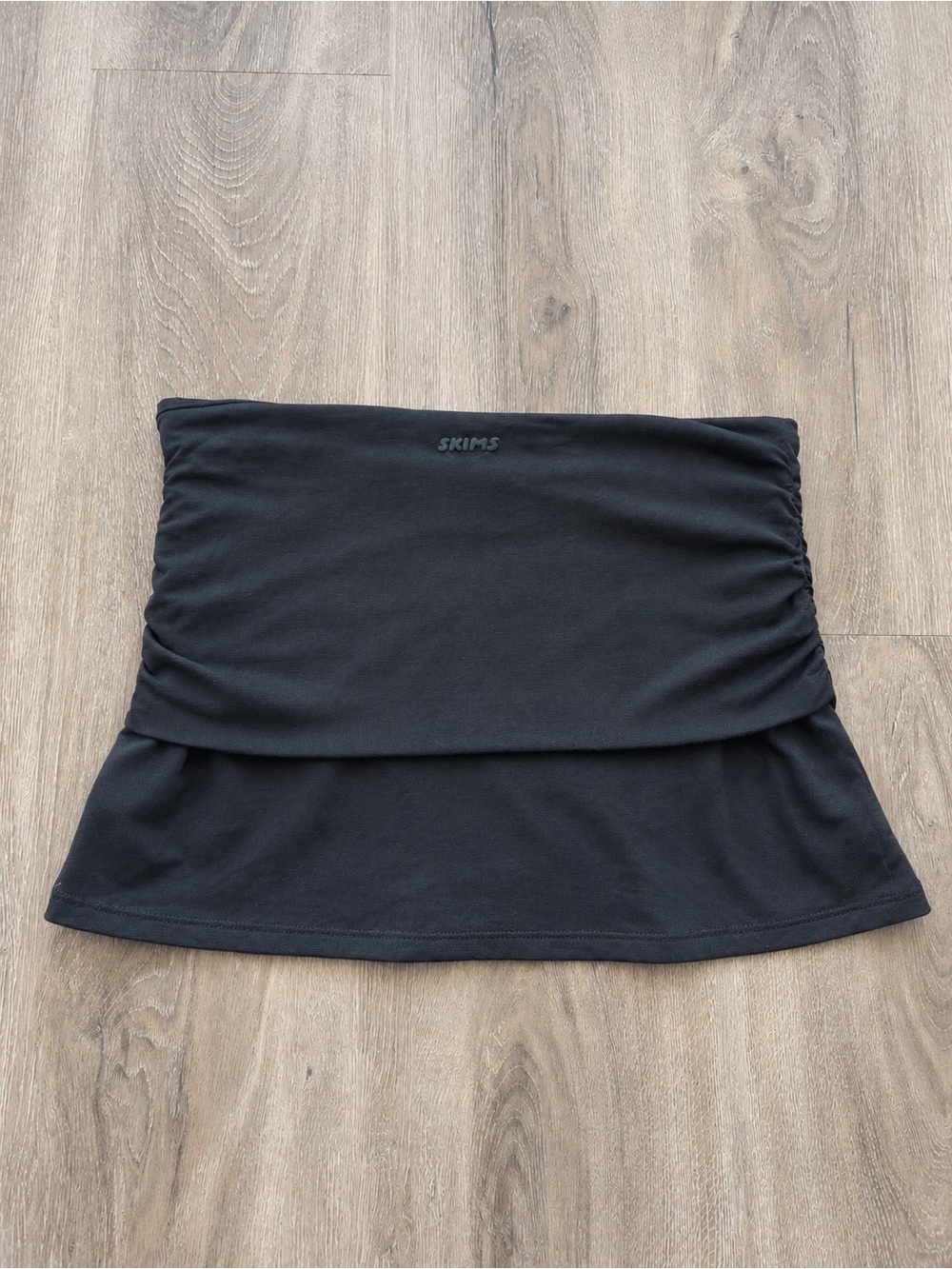 SKIMS Black Fold-Over Mini Skirt with Ruched Sides